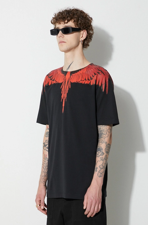 Памучна тениска Marcelo Burlon Icon Wings в черно с принт