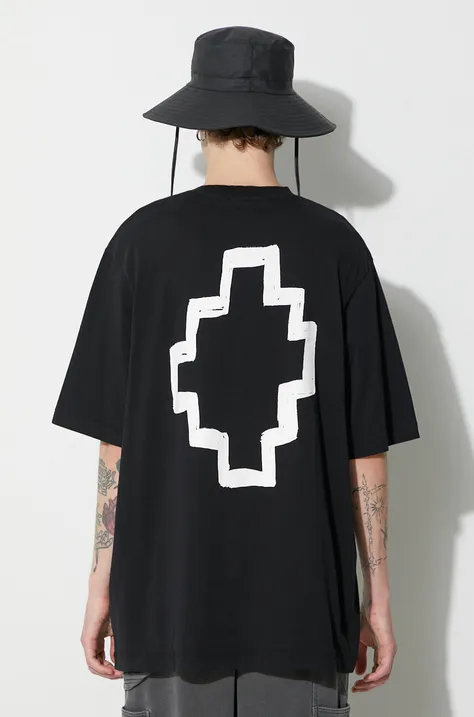 Bavlnené tričko Marcelo Burlon Tempera Cross čierna farba, s potlačou