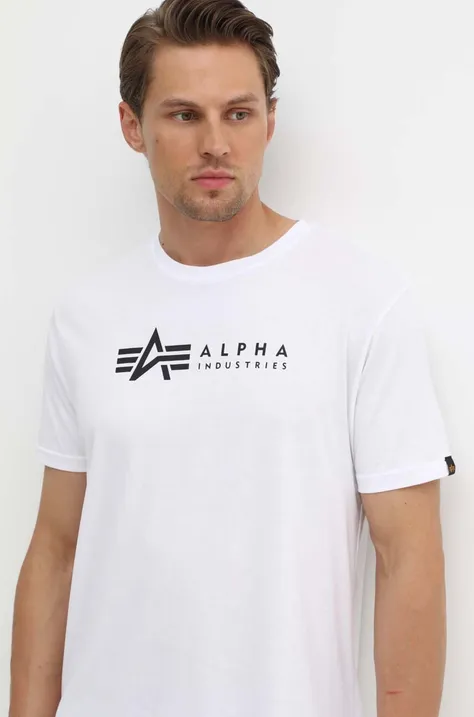 Alpha Industries tricou din bumbac Alpha Label T 2 Pack bărbați, culoarea alb, cu imprimeu 118534.09