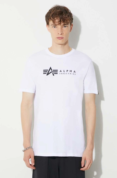 Alpha Industries t-shirt bawełniany 2-pack Alpha Label T 2 Pack męski kolor biały z nadrukiem 118534.09