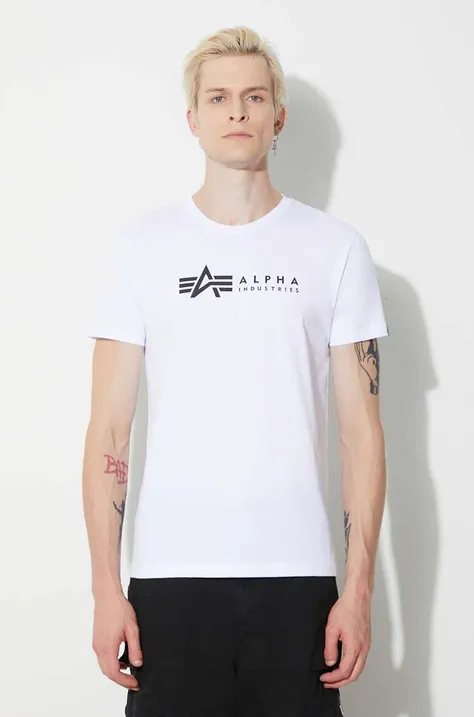 Хлопковая футболка Alpha Industries Alpha Label T 2 Pack мужская цвет белый с принтом 118534.95