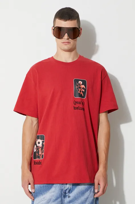 KSUBI tricou din bumbac culoarea roșu, cu imprimeu