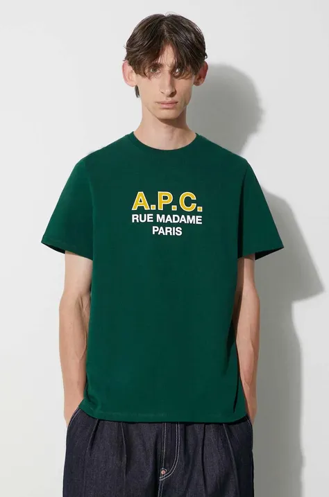 Хлопковые джинсы A.P.C. Petit Standard. цвет зелёный с принтом