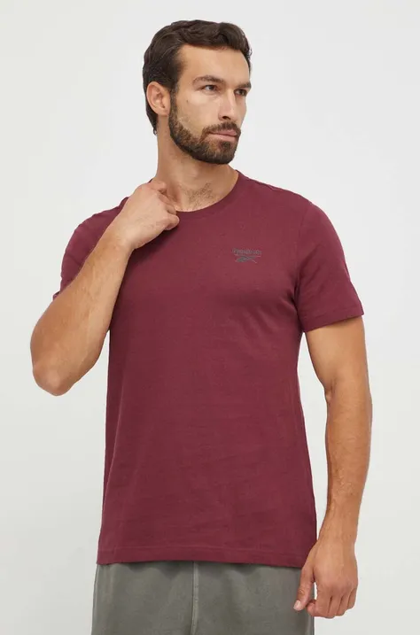 Reebok t-shirt bawełniany kolor bordowy z nadrukiem