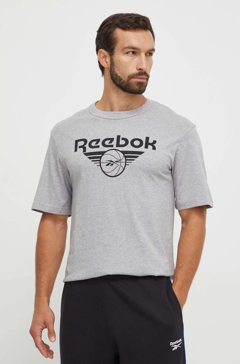 Bombažna kratka majica Reebok Classic Basketball siva barva