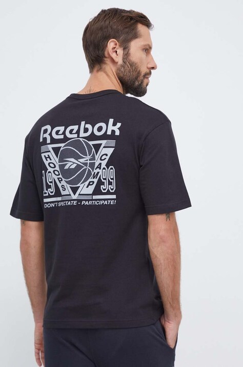 Bombažna kratka majica Reebok Classic Basketball črna barva
