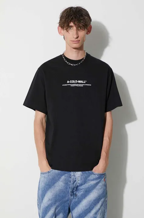 Хлопковая футболка A-COLD-WALL* CON PRO T-SHIRT цвет чёрный с принтом ACWMTS176B
