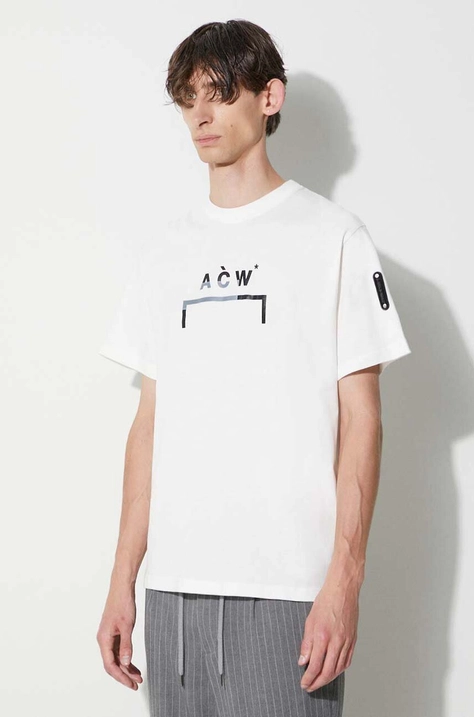 A-COLD-WALL* t-shirt bawełniany STRATA BRACKET T-SHIRT kolor biały z nadrukiem ACWMTS157C