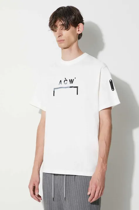 Памучна тениска A-COLD-WALL* STRATA BRACKET T-SHIRT в бяло с принт ACWMTS157C