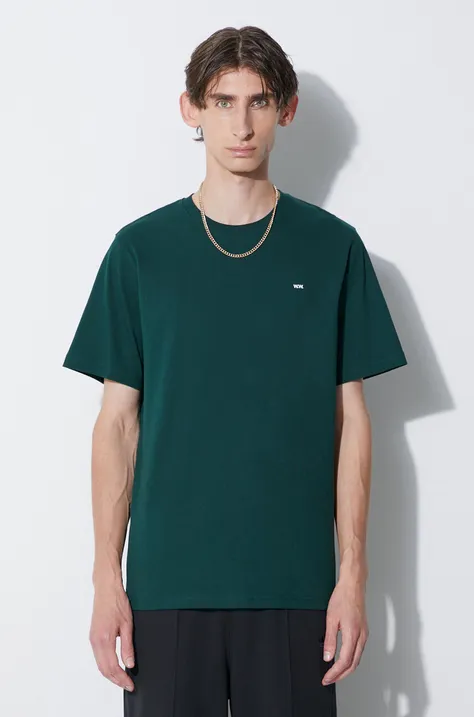 Хлопковая футболка Wood Wood Essential sami classic t-shirt цвет зелёный однотонная 20005711.2491