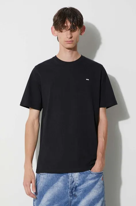 Бавовняна футболка Wood Wood колір чорний однотонний