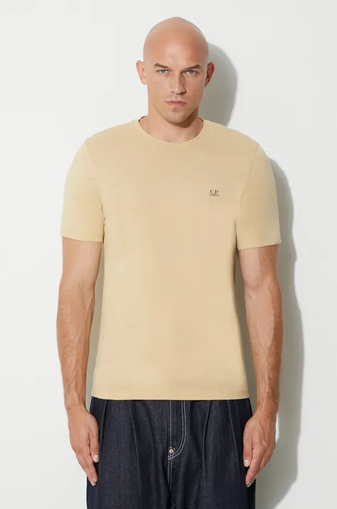 Бавовняна футболка C.P. Company колір бежевий з принтом
