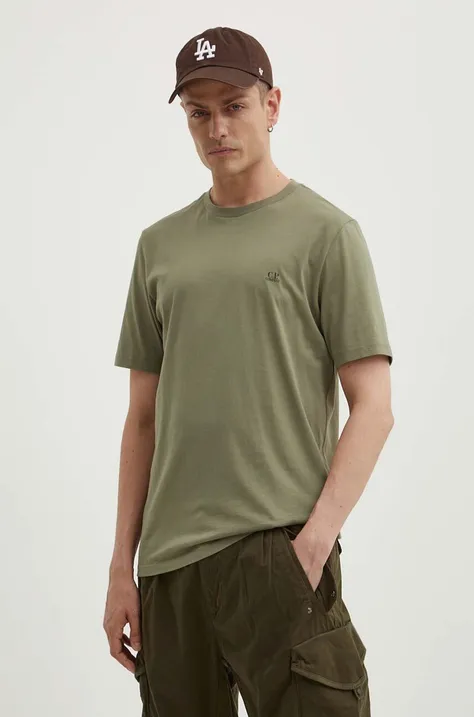 Pamučna majica C.P. Company boja: zelena, bez uzorka