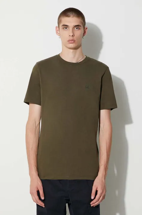 Bavlnené tričko C.P. Company 30/1 JERSEY SMALL LOGO T-SHIRT 15CMTS046A005100W, zelená farba, jednofarebné