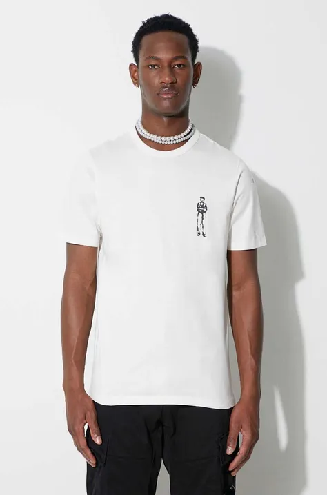C.P. Company t-shirt bawełniany kolor beżowy z nadrukiem