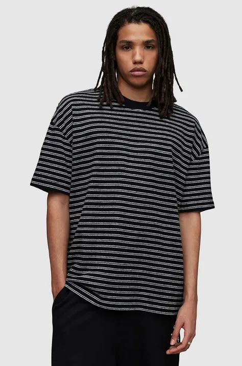 AllSaints t-shirt bawełniany RICKY SS CREW kolor czarny wzorzysty