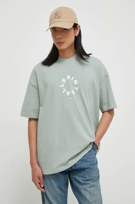 AllSaints t-shirt bawełniany TIERRA SS CREW kolor zielony z nadrukiem
