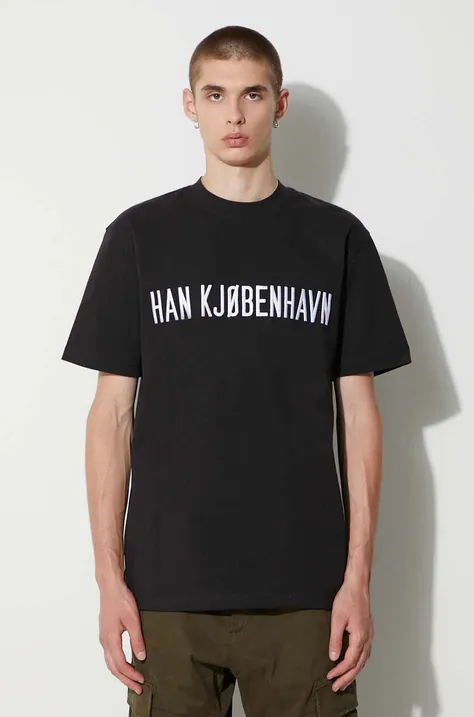 Bavlnené tričko Han Kjøbenhavn čierna farba, s nášivkou