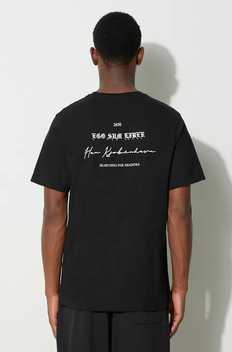 Памучна тениска Han Kjøbenhavn в черно с изчистен дизайн