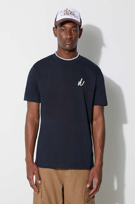 Бавовняна футболка Norse Projects Johannes Organic Chain Stitch колір синій з аплікацією N01-0648-7004