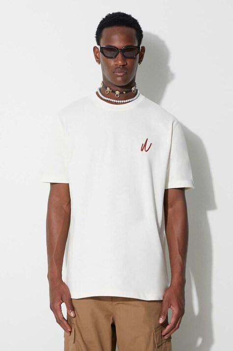 Norse Projects tricou din bumbac Johannes Organic Chain Stitch Logo T-shirt culoarea bej, cu imprimeu N01.0648.0957