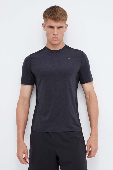 Тениска за трениране Reebok ACTIVCHILL Athlete в черно с меланжов десен