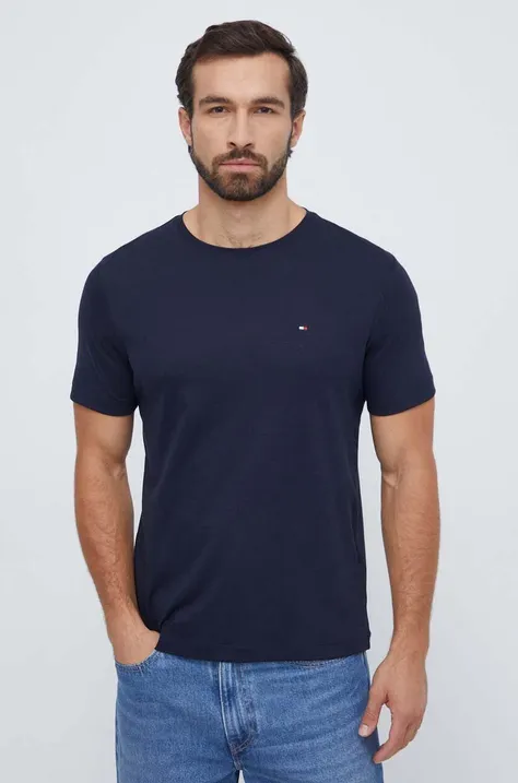 Pamučna majica Tommy Hilfiger boja: tamno plava, bez uzorka