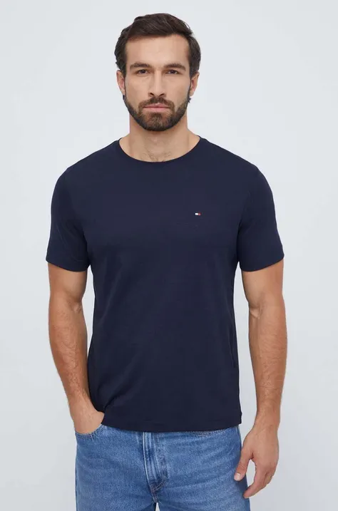 Tommy Hilfiger t-shirt bawełniany kolor granatowy gładki