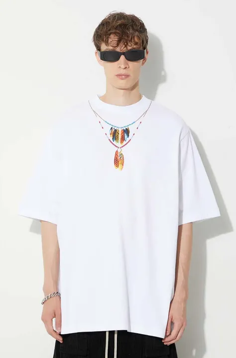 Pamučna majica Marcelo Burlon Feathers Necklace za muškarce, boja: bijela, s tiskom