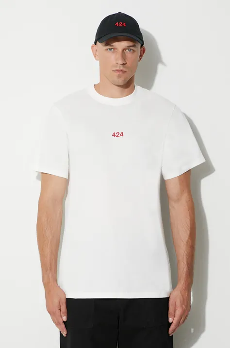 424 t-shirt bawełniany kolor beżowy gładki 35424M111RX.236533
