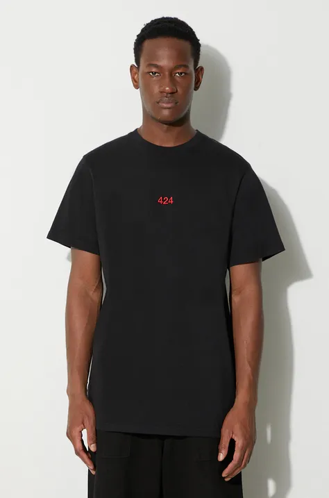 Бавовняна футболка 424 колір чорний однотонний