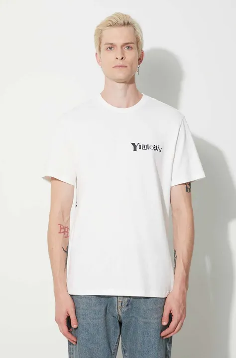 Βαμβακερό μπλουζάκι KSUBI ανδρικά, χρώμα: άσπρο
