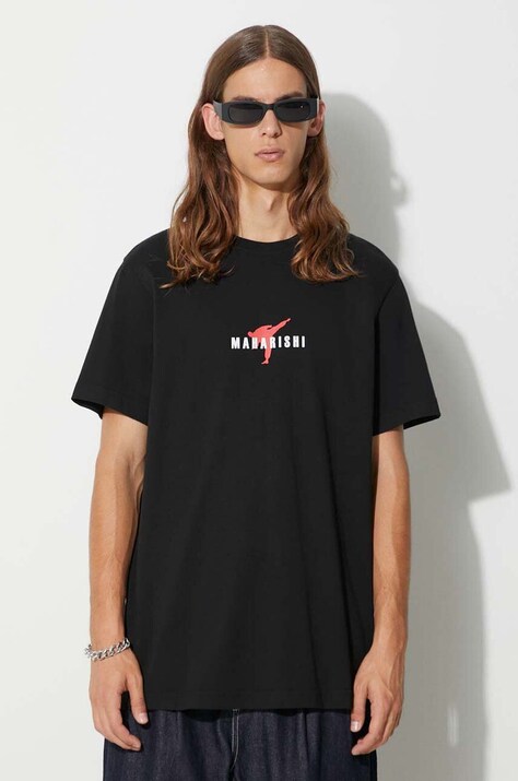 Bavlněné tričko Maharishi Invisible Warrior T-Shirt černá barva, s potiskem, 1070