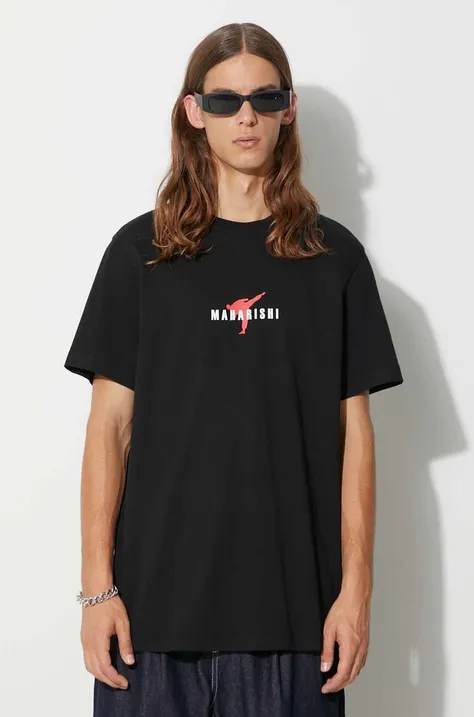 Bavlněné tričko Maharishi Invisible Warrior T-Shirt černá barva, s potiskem, 1070