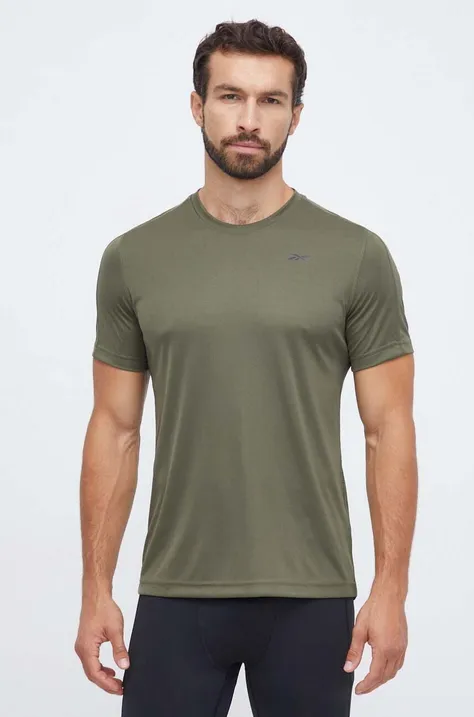 Reebok tricou de antrenament Tech culoarea verde, neted