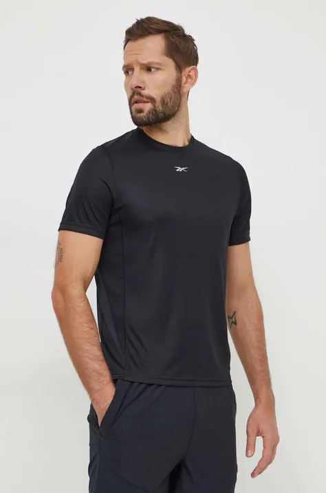 Bežecké tričko Reebok čierna farba, vzorovaný