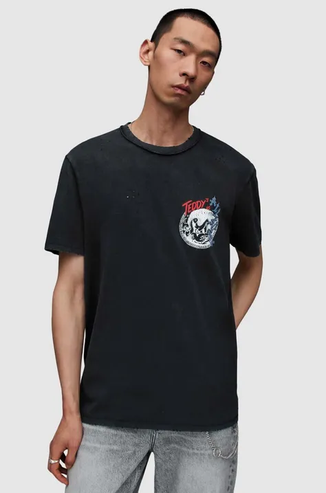 AllSaints t-shirt MG059Z STRAY SS CREW męski kolor czarny z nadrukiem