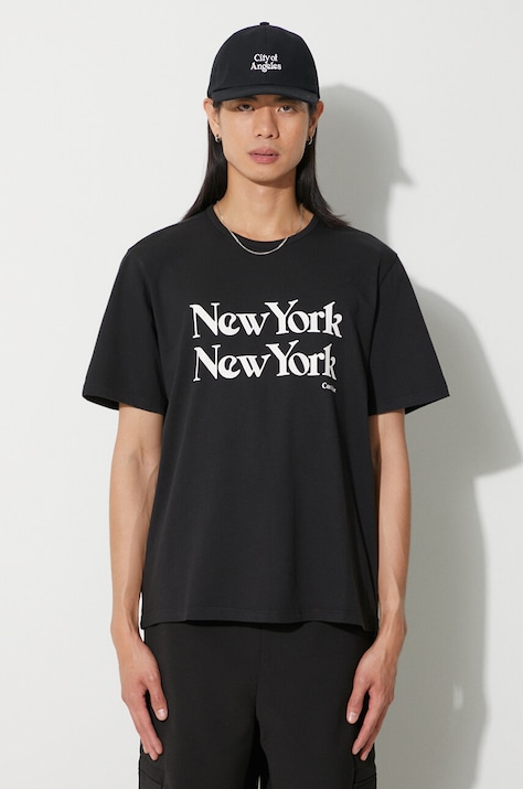Βαμβακερό μπλουζάκι Corridor New York New York ανδρικό, χρώμα: μαύρο, TS0008-BLK
