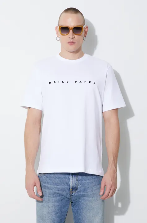 Pamučna majica Daily Paper Alias Tee za muškarce, boja: bijela, s tiskom, 2021183