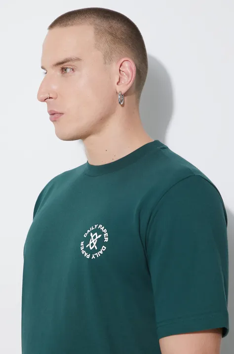 Хлопковая футболка Daily Paper Circle T-shirt мужская цвет зелёный с принтом 2322009