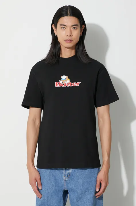 Памучна тениска Butter Goods Teddy Logo Tee в черно с принт BGQ3230102