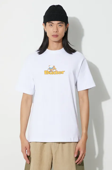 Bavlněné tričko Butter Goods Teddy Logo Tee bílá barva, s potiskem, BGQ3230101