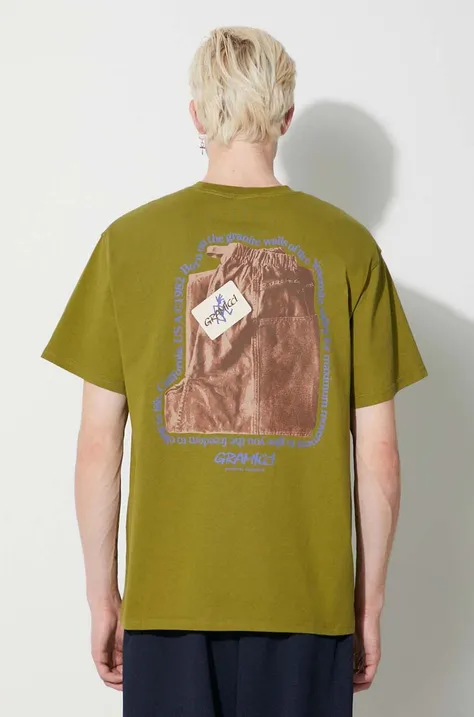 Bavlněné tričko Gramicci Og Gadget Pant Tee zelená barva, s potiskem, G3FU.T066