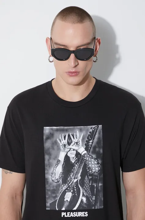 Bavlnené tričko PLEASURES Star Power pánske, čierna farba, s potlačou, P23SY019