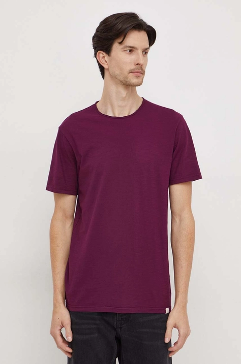 United Colors of Benetton tricou din bumbac barbati, culoarea violet, neted