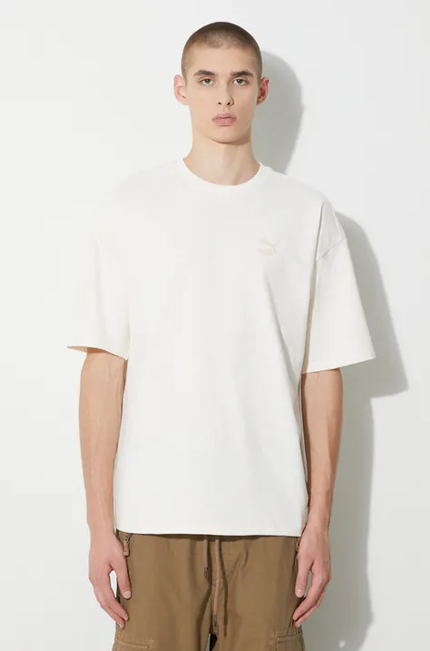 Puma cotton t-shirt BETTER CLASSICS Oversized Tee men’s beige color 621315