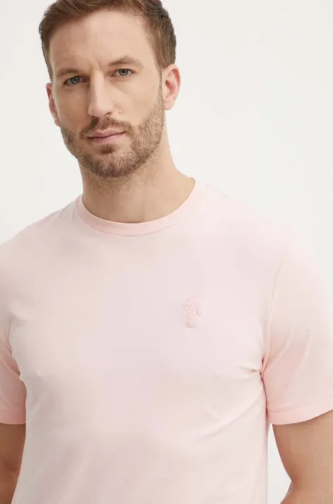 Majica kratkih rukava Karl Lagerfeld za muškarce, boja: bijela, bez uzorka, 542221.755055