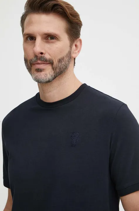 Karl Lagerfeld t-shirt sötétkék, férfi, sima, 542221.755055