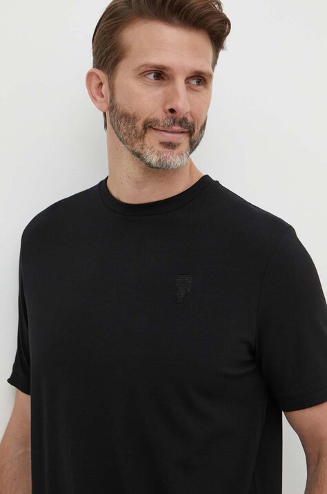 Karl Lagerfeld tricou bărbați, culoarea negru, uni, 542221.755055