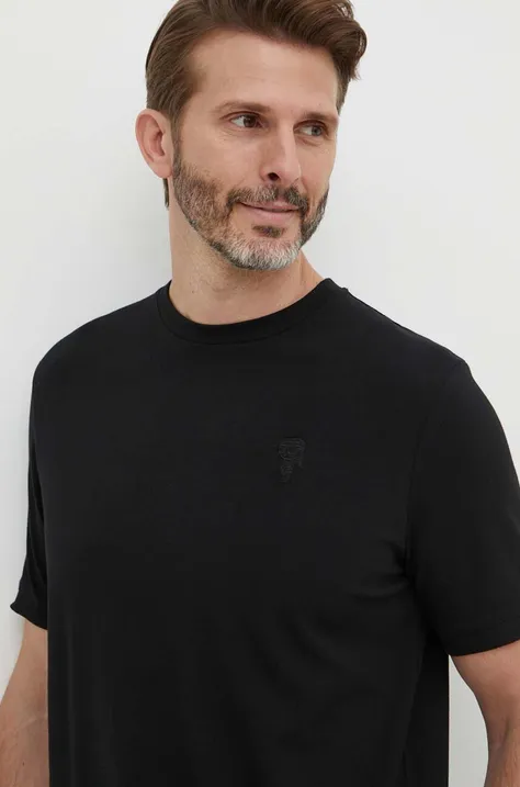 Karl Lagerfeld tricou bărbați, culoarea negru, uni, 542221.755055